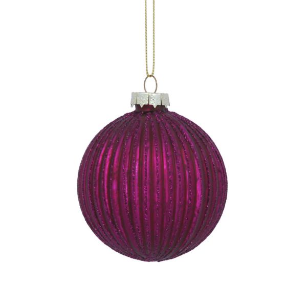 Magenta Ribbed Glass Ball